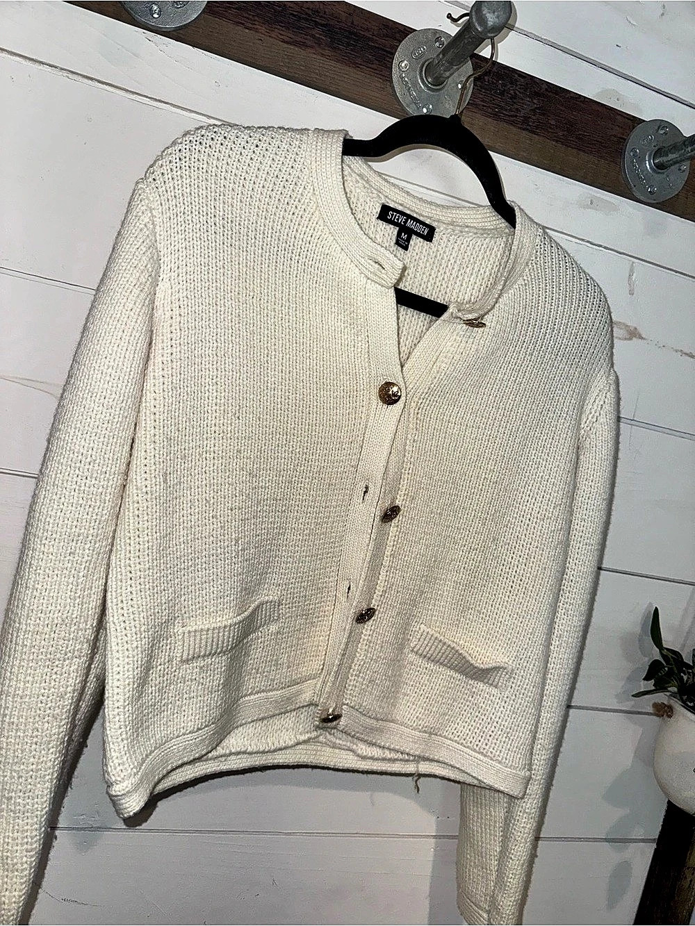 Steve Madden Knit Cardigan Cream Size Medium